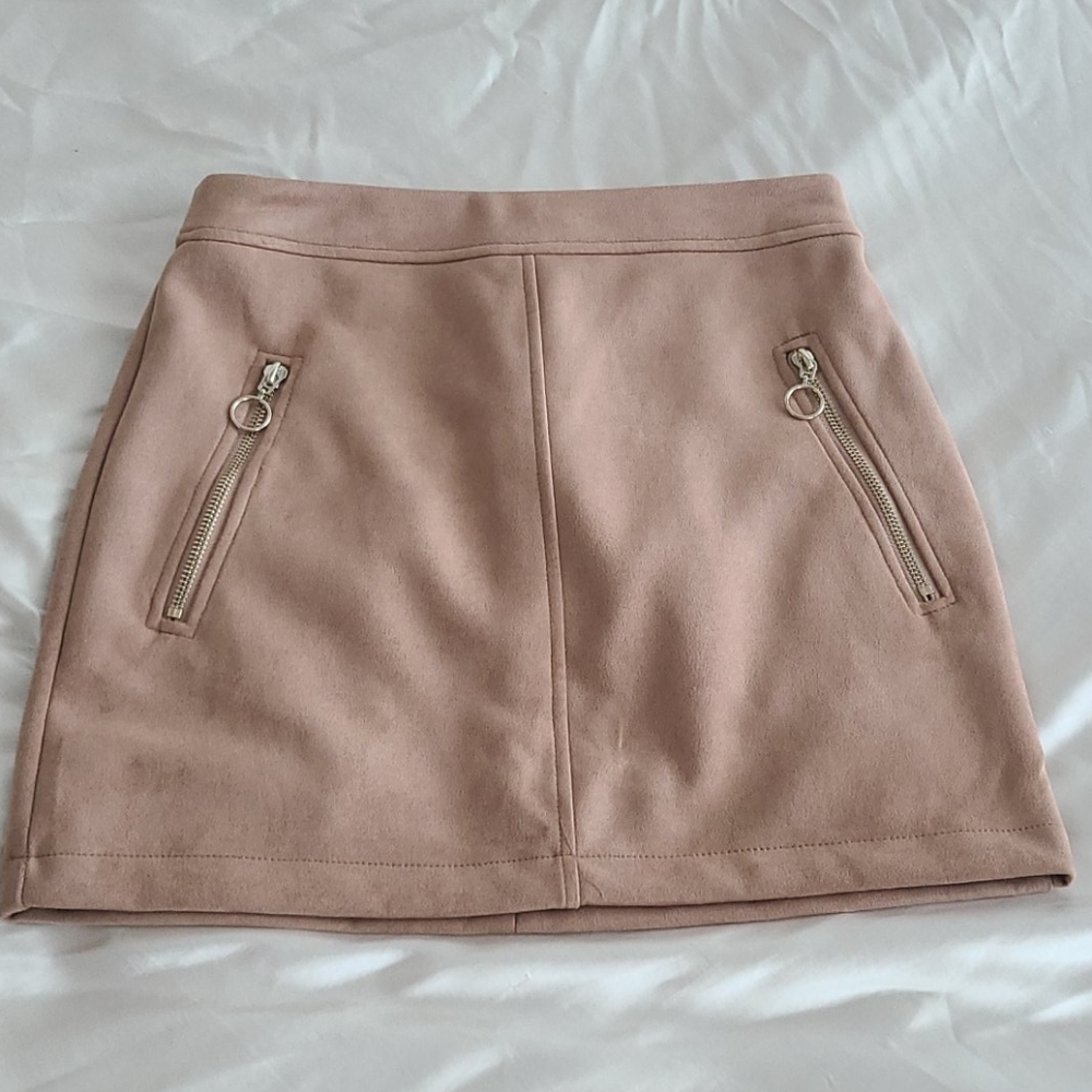 Pleather tan pencil skirt